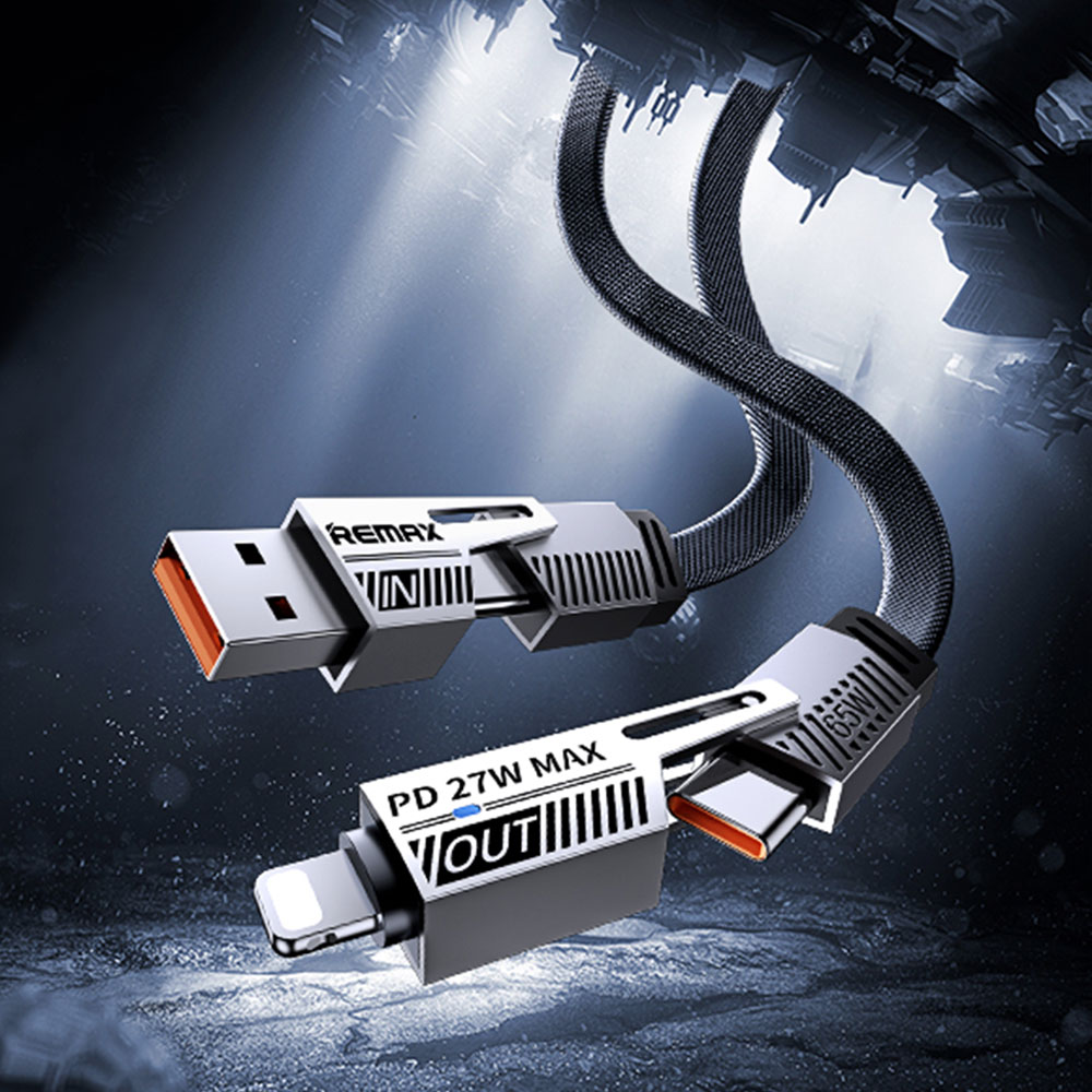 Remax Rc-c189 65w 4 In 1 Multi Functional Data Cable Black - 2