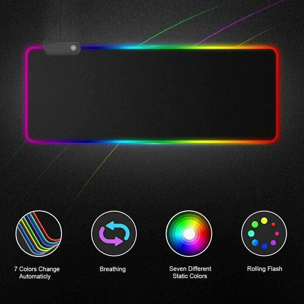 Rgb Gaming Mouse Pad Large (800×300×4mm) Led Mousepad With Non-slip Rubber Base Soft Pad - 2