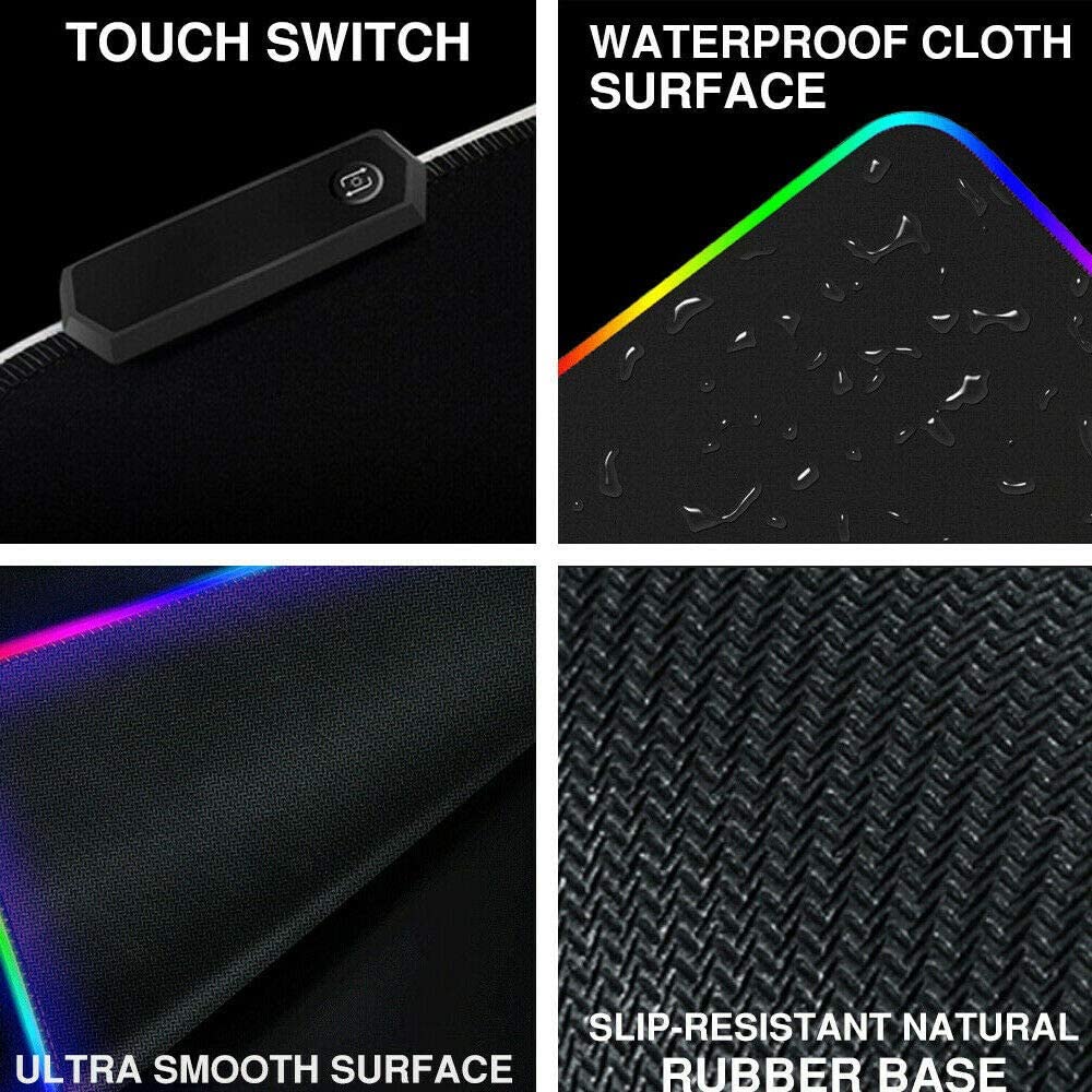 Rgb Gaming Mouse Pad Large (800×300×4mm) Led Mousepad With Non-slip Rubber Base Soft Pad - 3