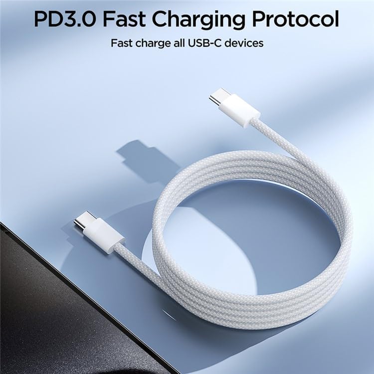 S-a45 Ben Series Braided 60w Fast Charging Data Cable (type-c To Type-c) 1m-white - 2
