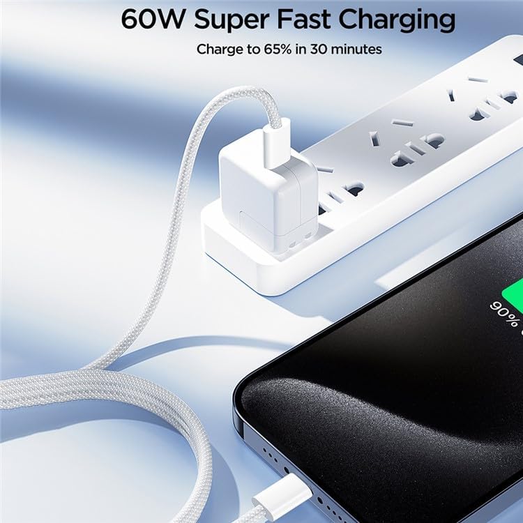 S-a45 Ben Series Braided 60w Fast Charging Data Cable (type-c To Type-c) 1m-white - 3
