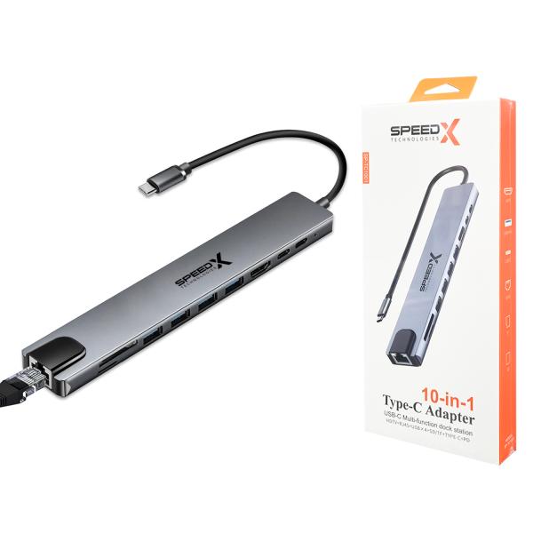 Speed-x (sp-tc1001) 10 In 1 Multi Port Type C Hdmi 4k Converter Good Ic Big Packing - 4