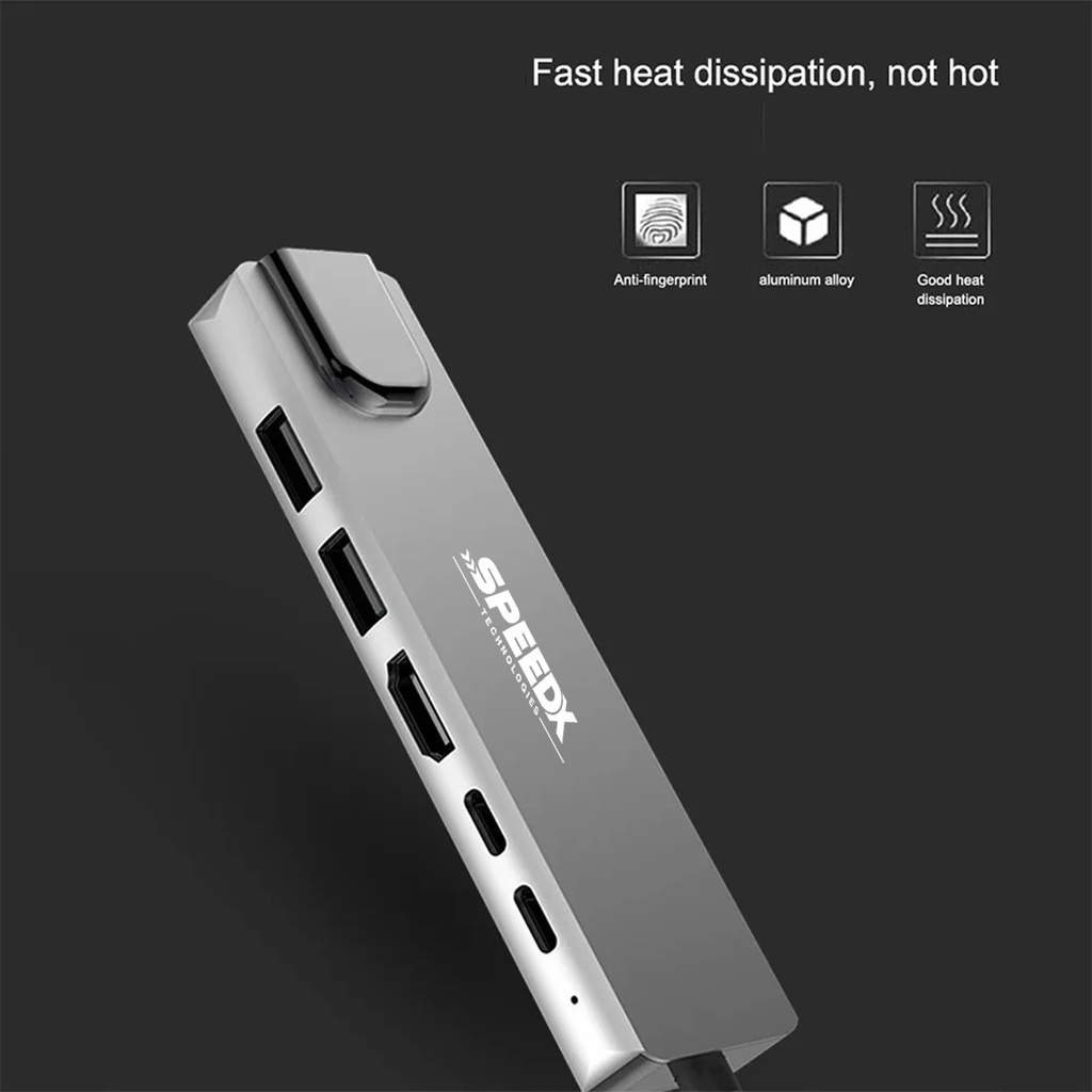 Speed-x (sp-tc601) 6 In 1 Multi-port Type C 4k Hdmi Usb 3.0 Converter Good Ic Big Packing - 3