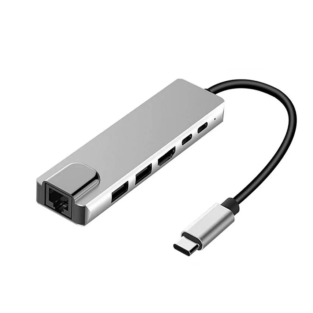 Speed-x (sp-tc601) 6 In 1 Multi-port Type C 4k Hdmi Usb 3.0 Converter Good Ic Big Packing - 4