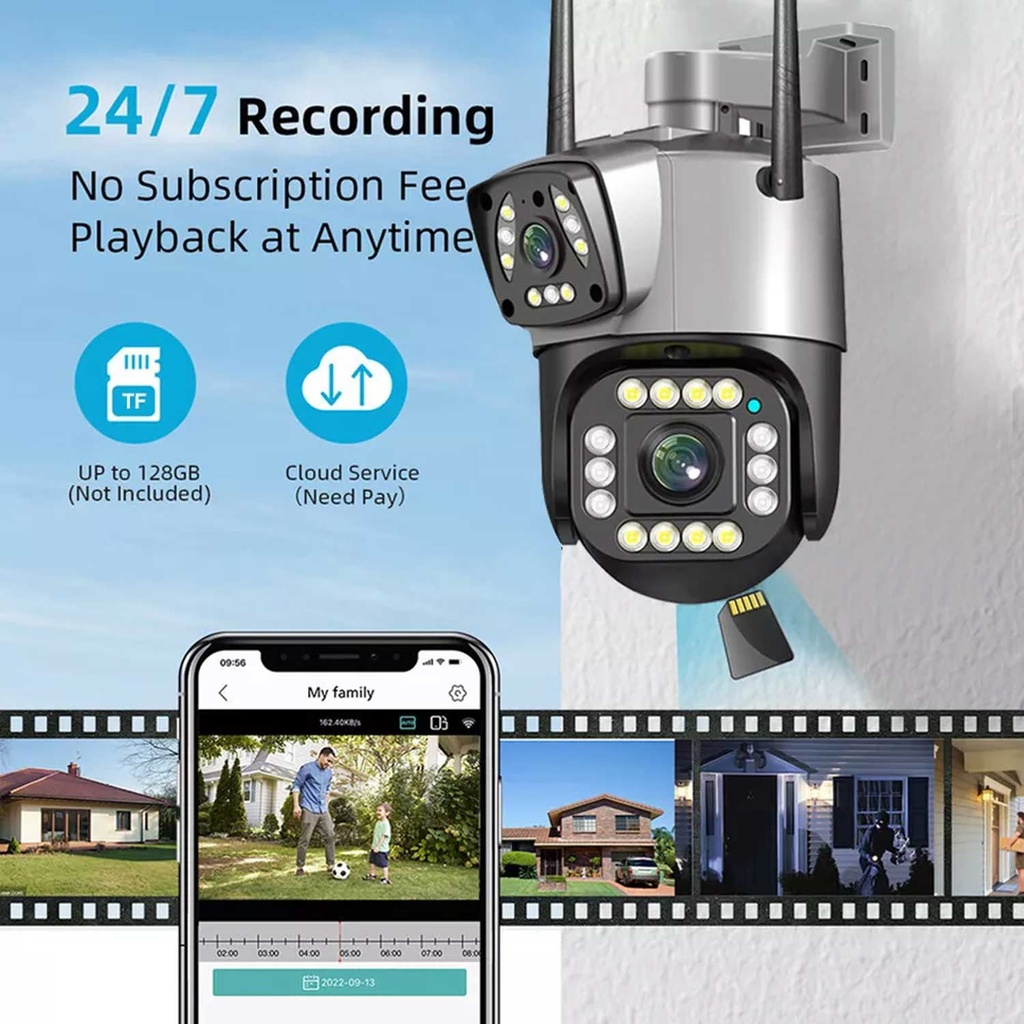Speed-x (spz-702) 2 Camera Lens Wifi Outdoor 4mp Color Night Vision With V380 Pro App - 2