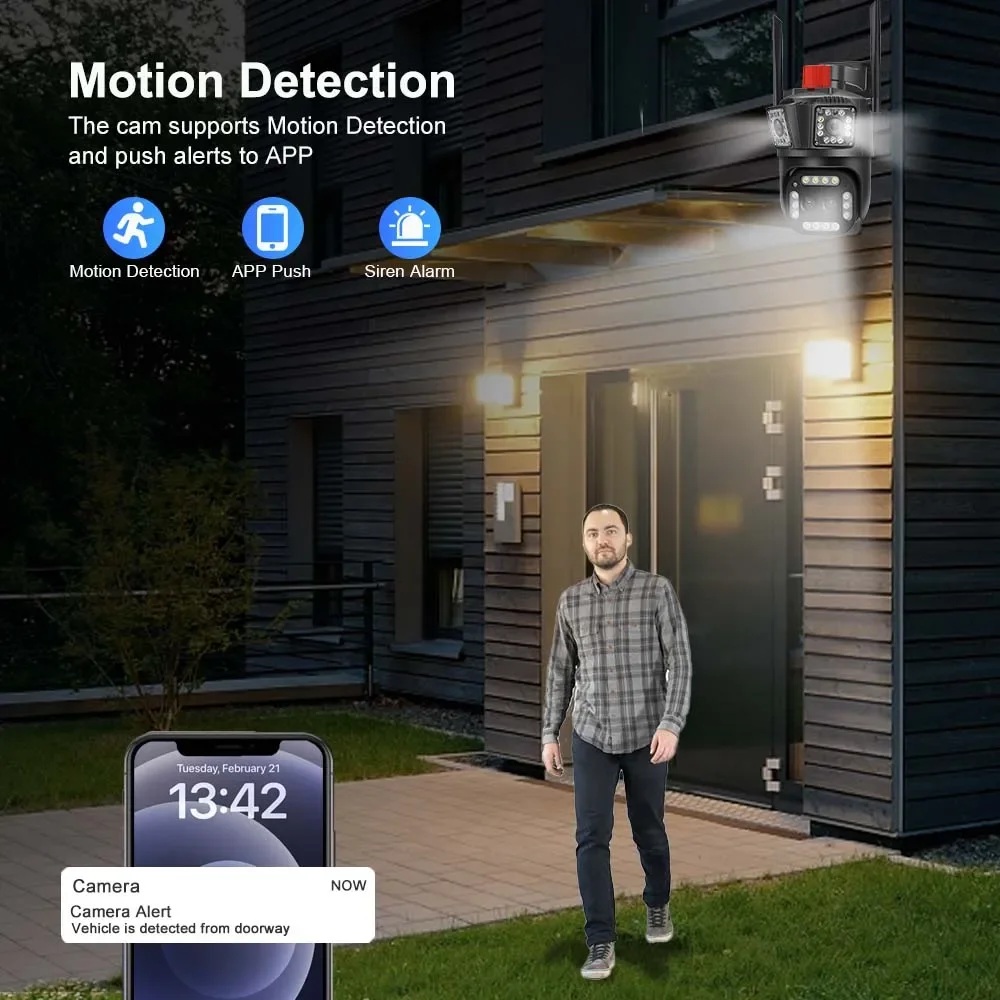 Speed-x (spz-803) 3 Camera Lens Wifi Outdoor 6mp Color Night Vision With V380 Pro App - 2