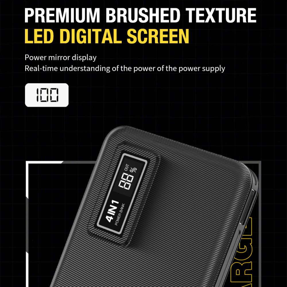 Aspor A300 Power Bank Original 10000mah Li-polymer Battery 4 In1 Power Bank Black - 2