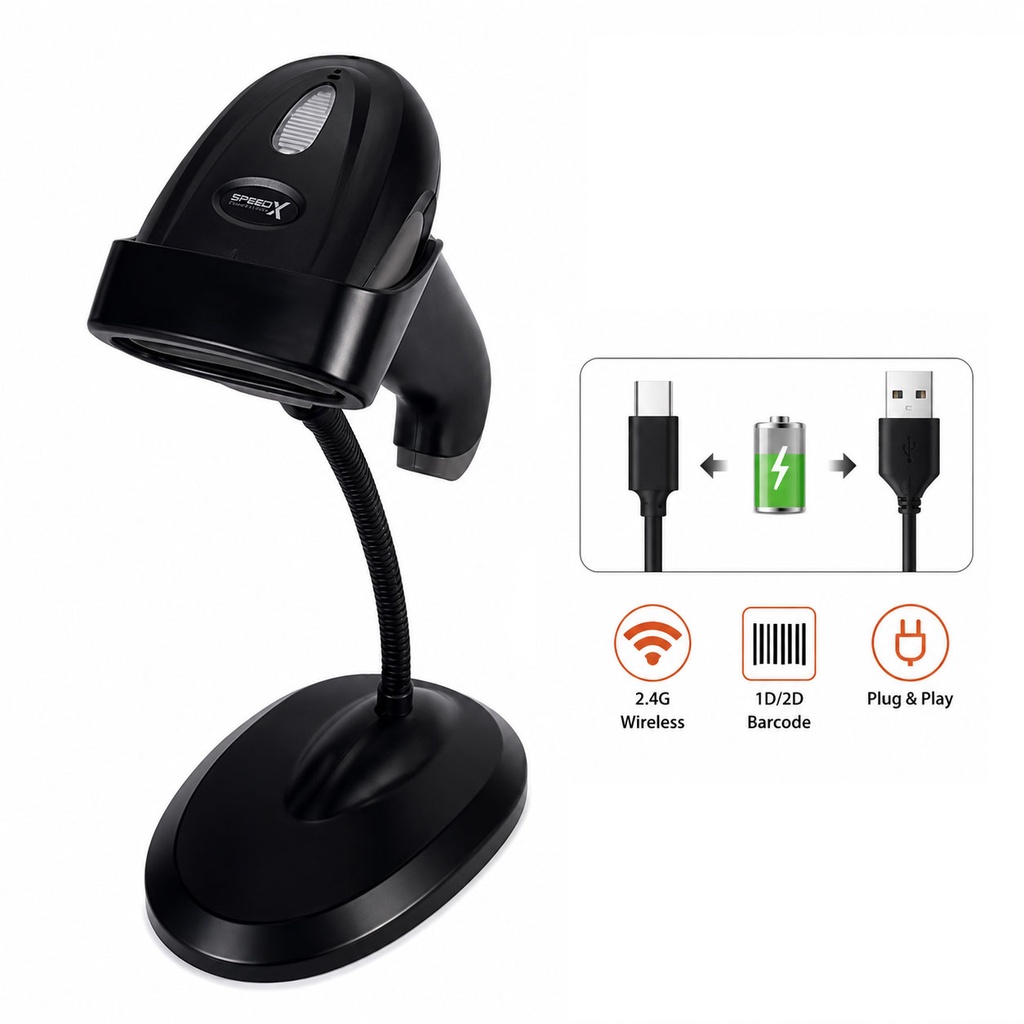 Speed-x 60d 2d Wirless 2.4ghz Barcode Scanner With Stand - 2
