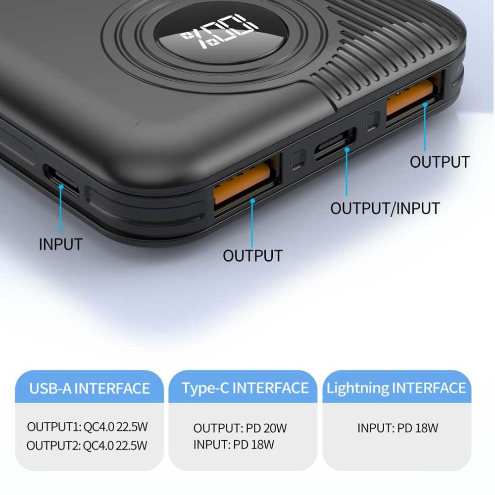 Aspor A320 Power Bank With Display 22.5w Pd + Qc 3.0 10000mah - 2