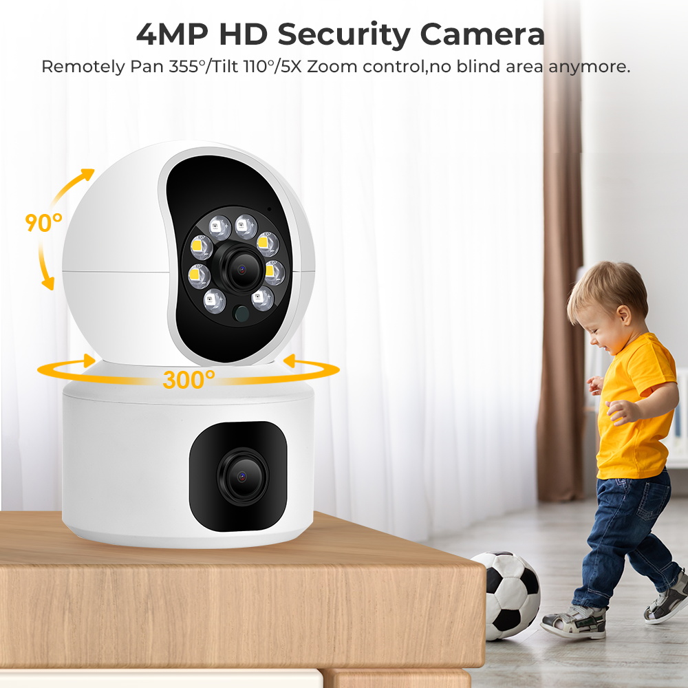 Speed-x N9-2 Hd Smart 4mp 2+2 Wifi Double Lens Auto-tracking Tow Way Audio Ir Night Vision Camera - 2