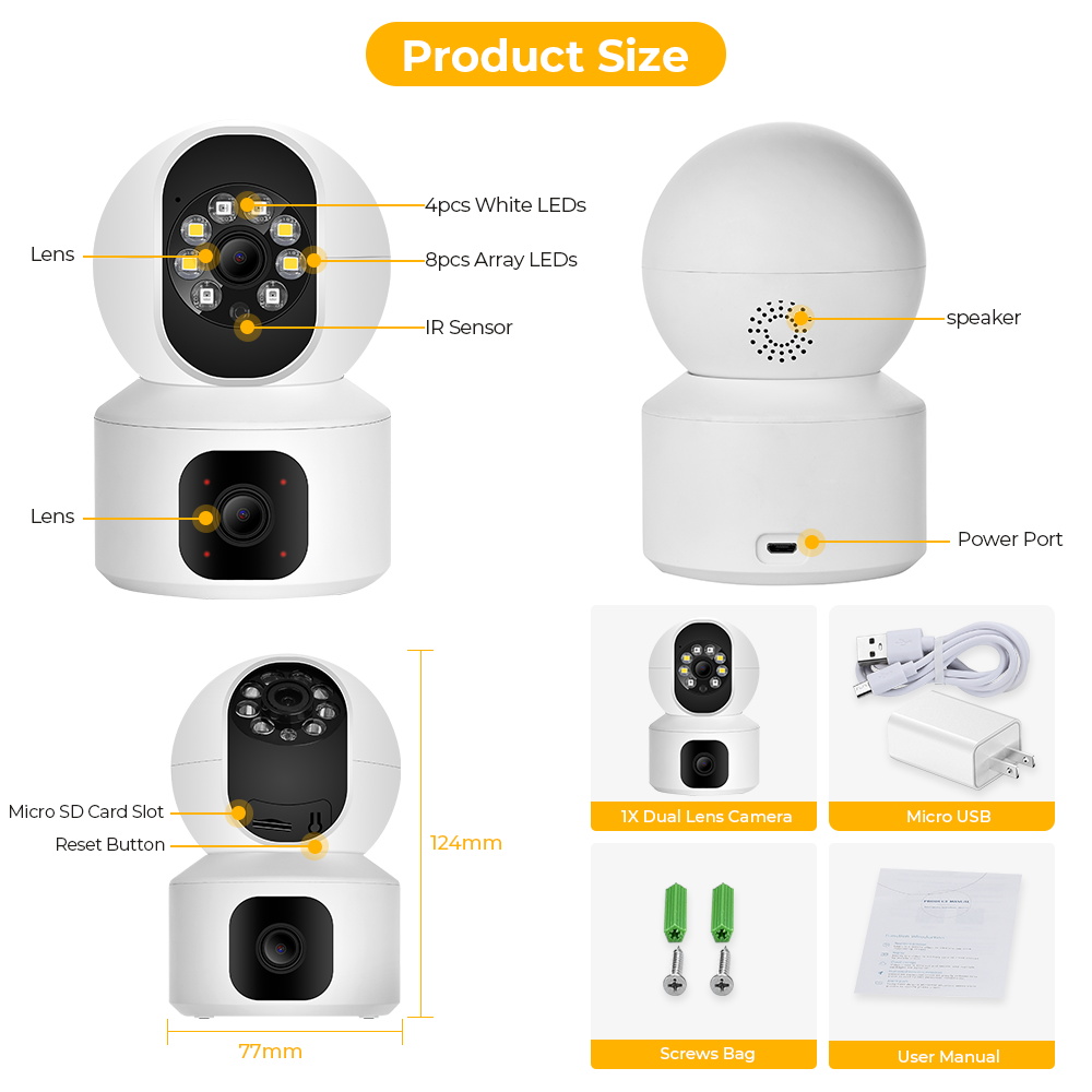 Speed-x N9-2 Hd Smart 4mp 2+2 Wifi Double Lens Auto-tracking Tow Way Audio Ir Night Vision Camera - 4
