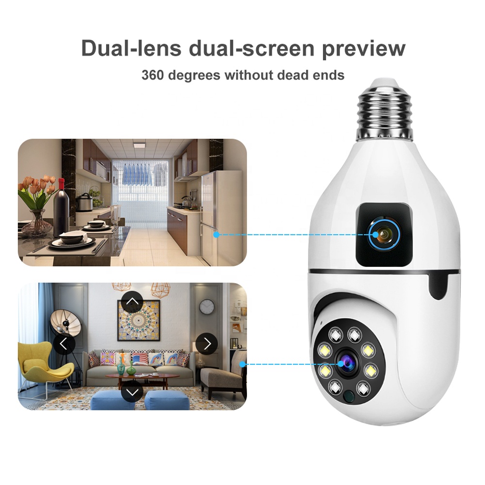 Speed-x Sp-e28-2 Dual Lens Bulb Camera 1080p Wifi Panoramic Night Vision Motion Detection With V380 Pro App - 3