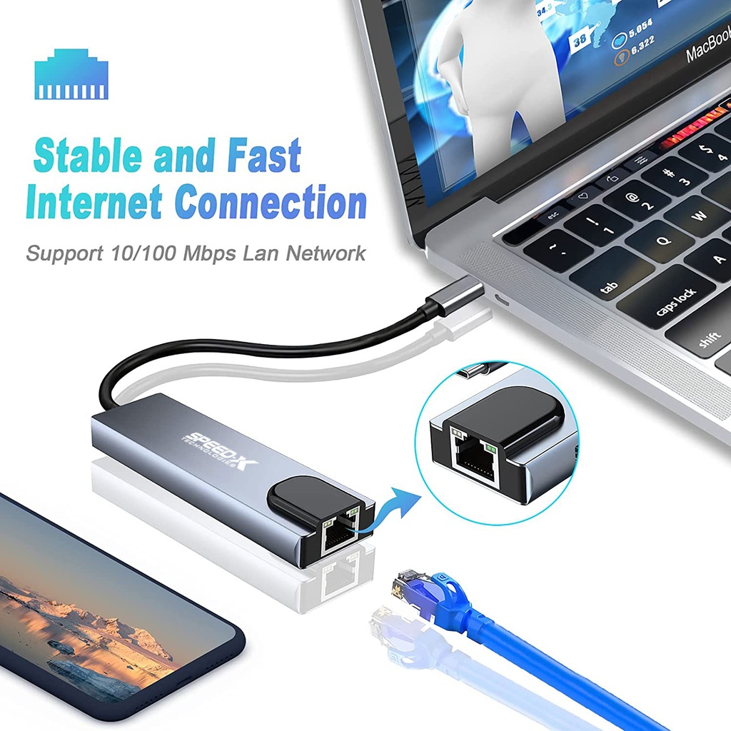 Speedx (sp-tc501) 5 In 1 Multi-port Type C 4k Hdmi Usb 3.0 Converter Good Ic Big Packing - 3