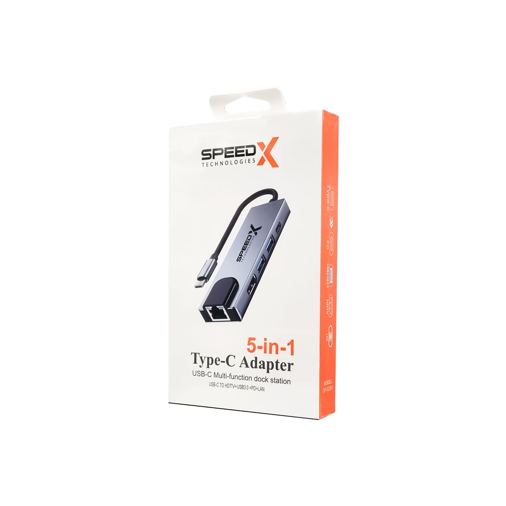 Speedx (sp-tc501) 5 In 1 Multi-port Type C 4k Hdmi Usb 3.0 Converter Good Ic Big Packing - 4