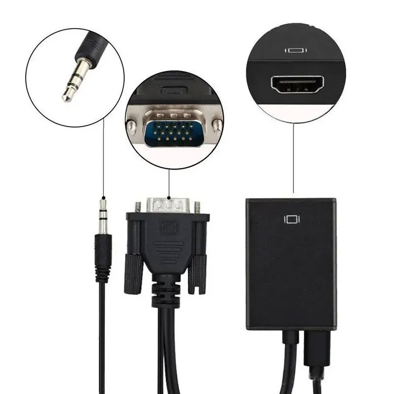 Speedx (sp-vh108) Vga To Hdmi 1080p Adapter With 3.5mm Audio Output Jack - 3