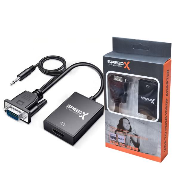 Speedx (sp-vh108) Vga To Hdmi 1080p Adapter With 3.5mm Audio Output Jack - 4