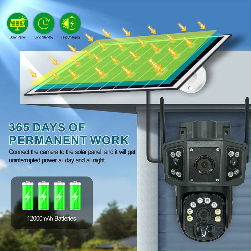 Speedx Ca-wc013 Solar Outdoor 8mp Dual Lens Camera Pan Tilt Pir Motion Detection With V380 Pro App - 4