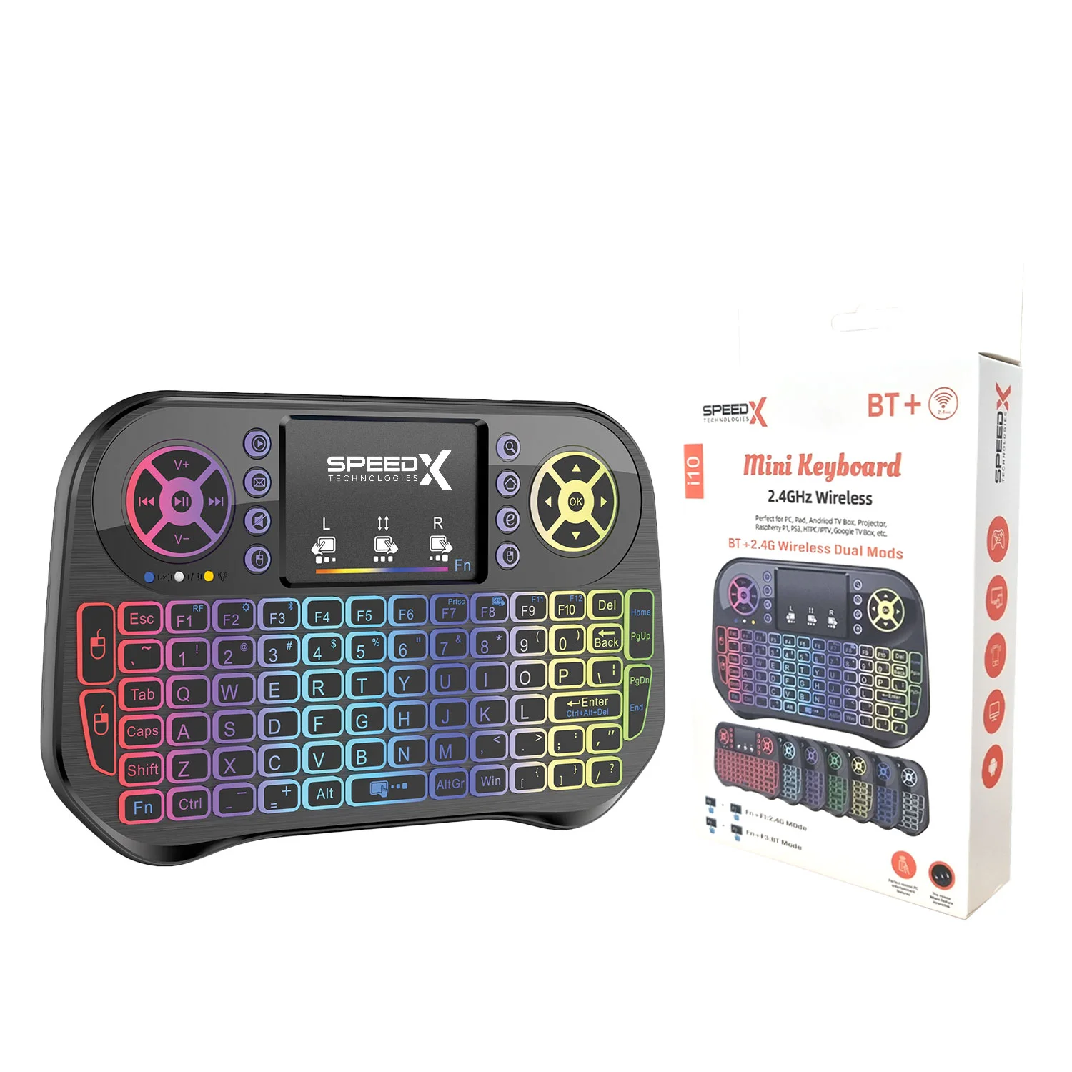Speedx I10 Mini Wireless+bluetooth Touchpad 7 Color Backlit Light 2.4ghz - 4