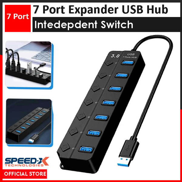 Speedx Sp-uhs307 7-port Expander Usb 3.0 Hub With Independent Switch Plug Play - 4