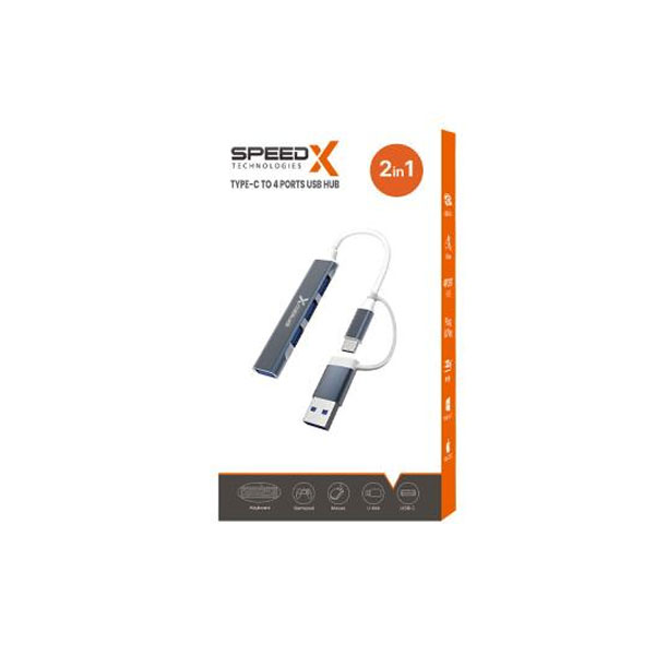 Speedx Sp-utc41 2in1 4 Port Usb Hub 3.0 - 3