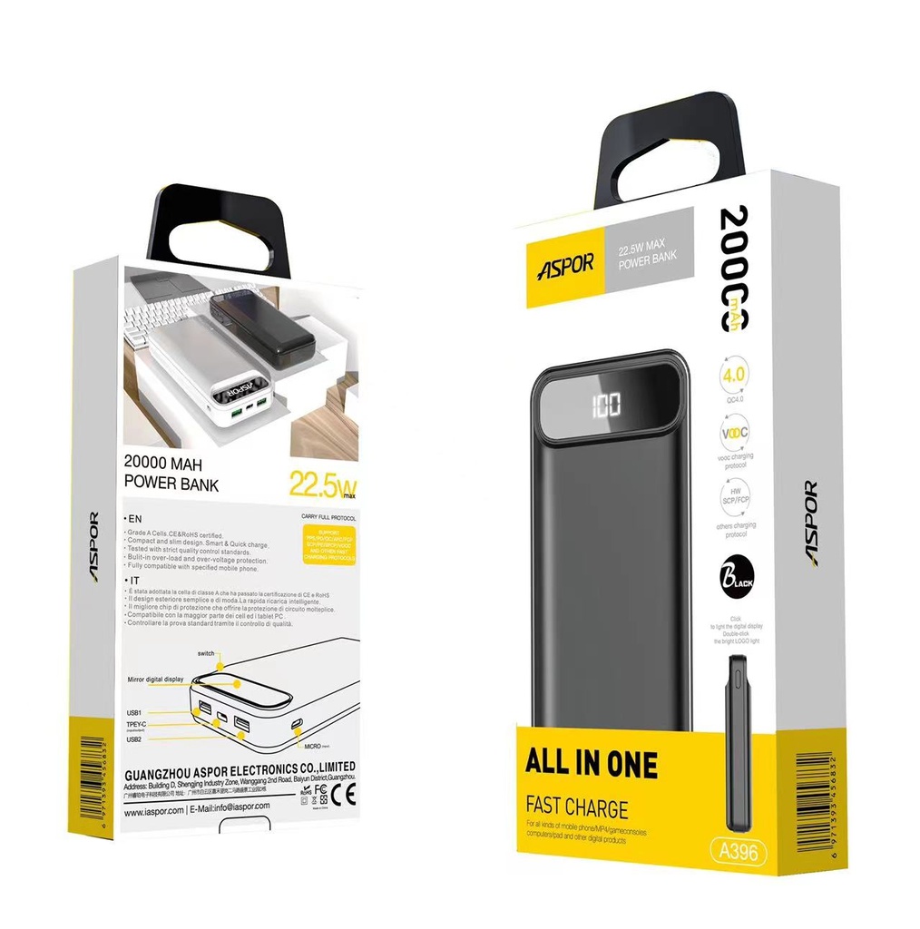 Aspor A396 Pd 20000mah 22.5w Fast Charging Power Bank - 4