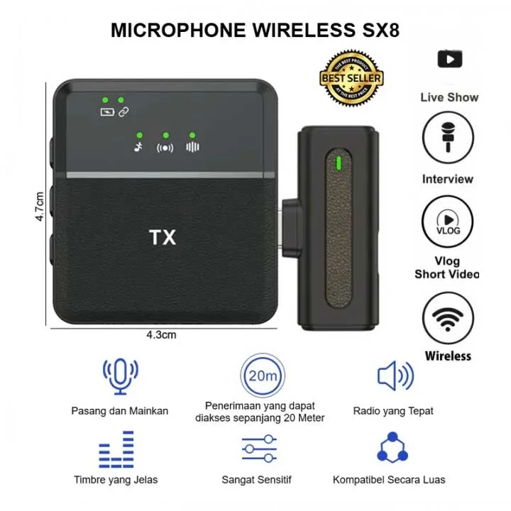 Sx8 Type-c Single Professional Lavalier Wireless Microphone For Interview, Vlog, Live Mic Noise Reduction - 3