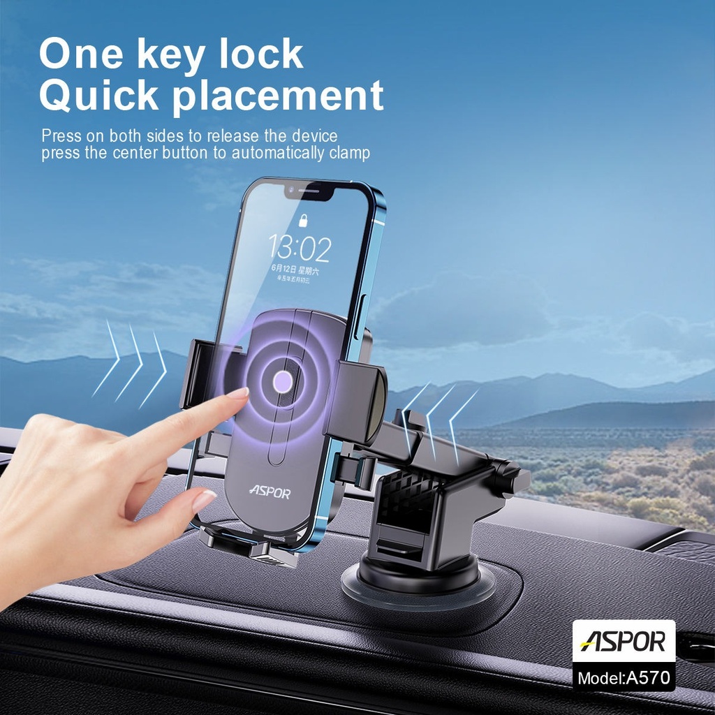 Aspor A570 360° Rotatable Car Mobile Phone Holder - 3