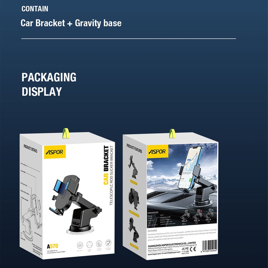 Aspor A570 360° Rotatable Car Mobile Phone Holder - 4