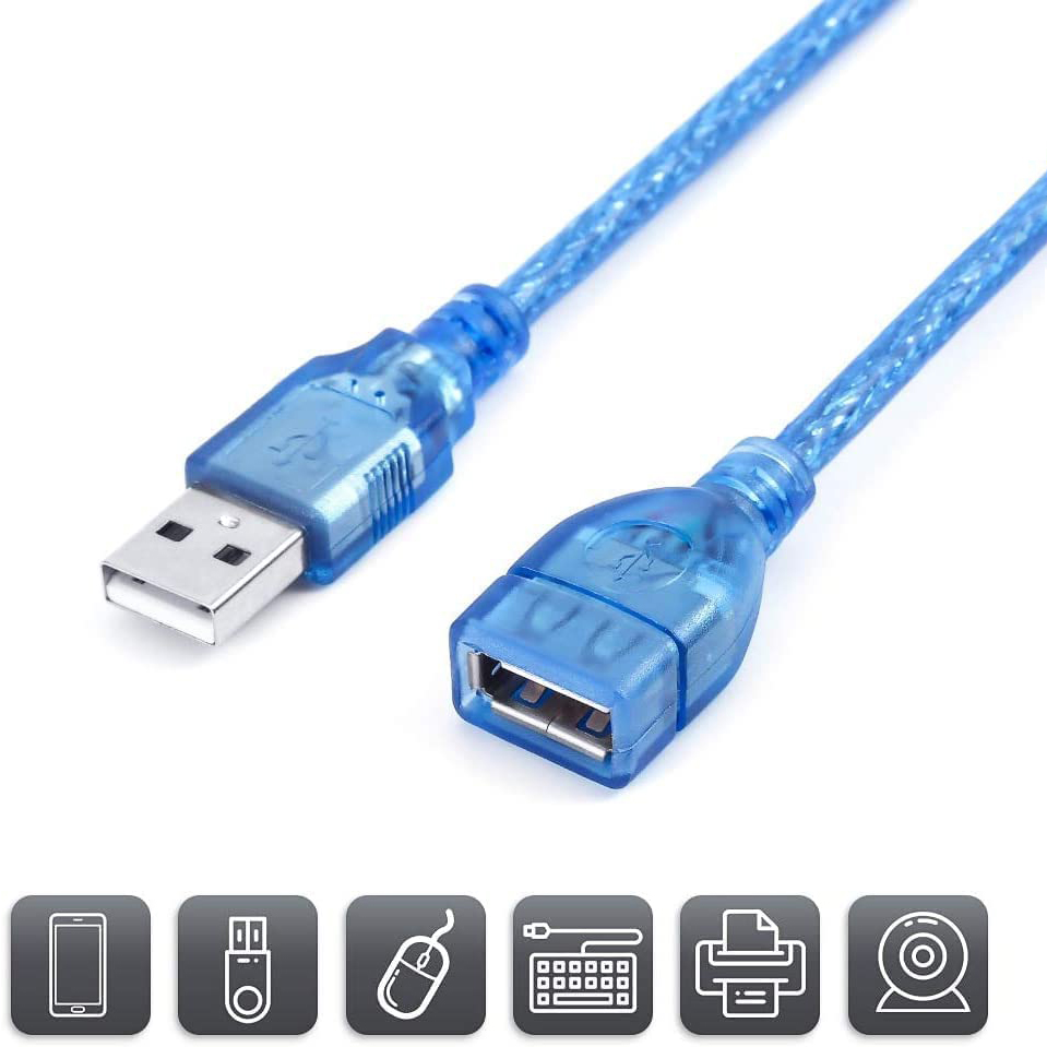 Usb Extension Male To Female 2.0 Crystal Blue (imported Cable) 1.5m - 3