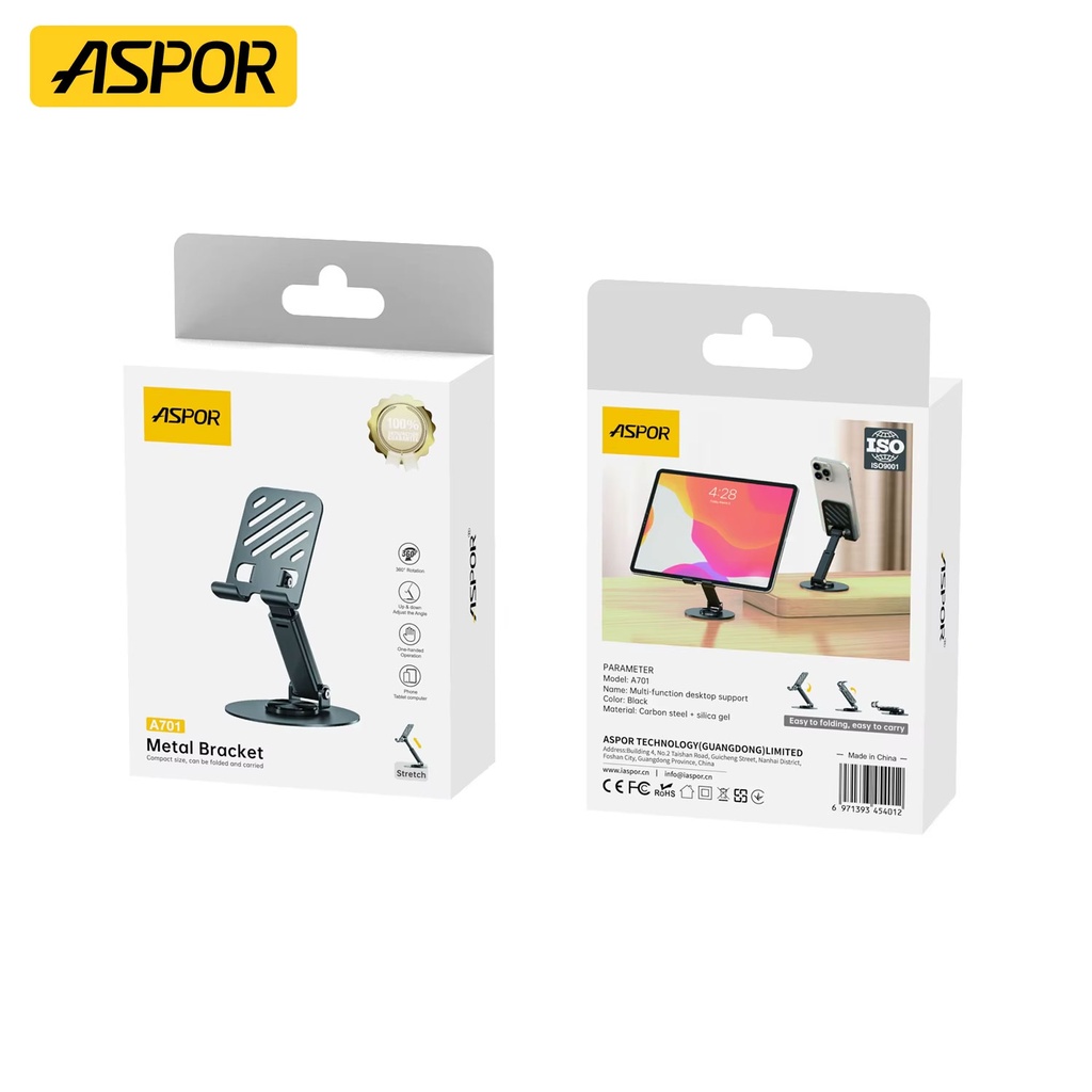 Aspor A701 Foldable Desktop Mobile Phone & Tablet Stand - 4