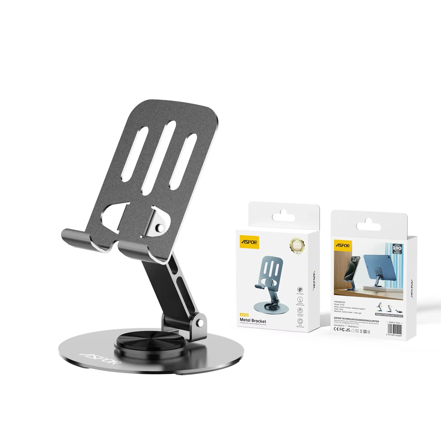 Aspor A702 Foldable Mobile Phone & Tablet Desktop Stand - 4