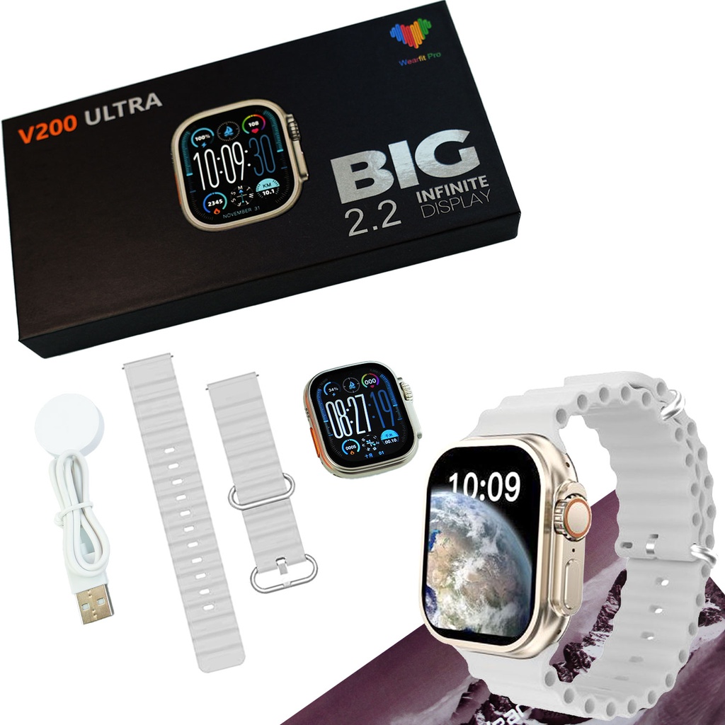 V200 New Fashion Ultra 2.2 Large Screen Ip68 Waterproof Sport Smart Watch With Wearfit Pro App Grey - 4