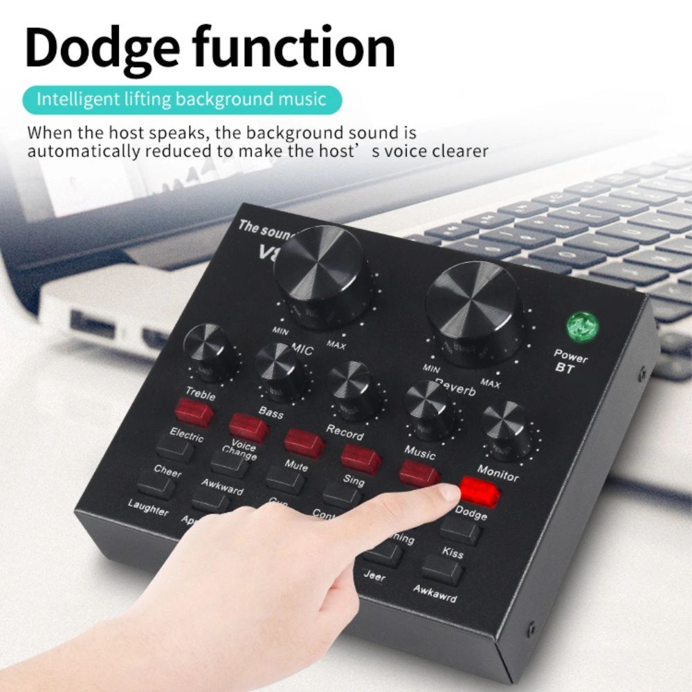 V8 Bm-800 Podcast Mic Set With Live Sound Card,condenser Microphone With Rechargeable 12 Kinds Of Auxiliary Background For Karaoke Singing, Youtube Re - 2