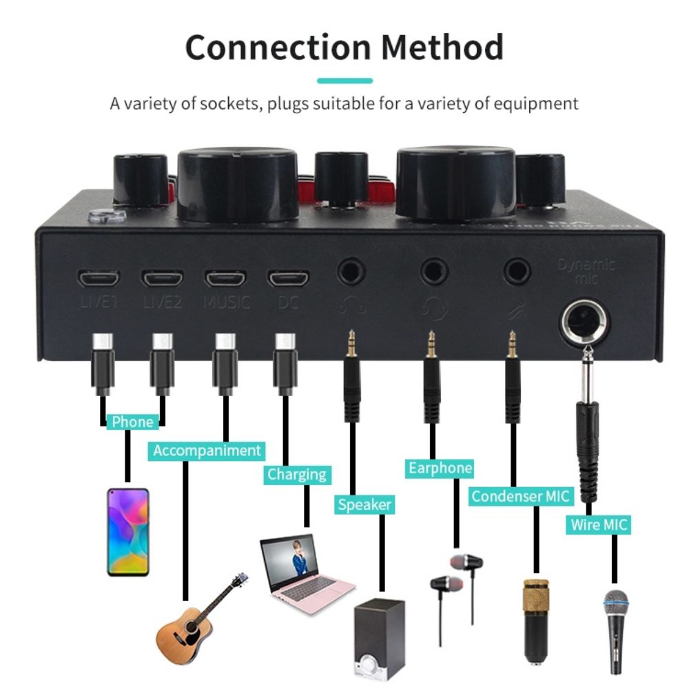 V8 Bm-800 Podcast Mic Set With Live Sound Card,condenser Microphone With Rechargeable 12 Kinds Of Auxiliary Background For Karaoke Singing, Youtube Re - 4