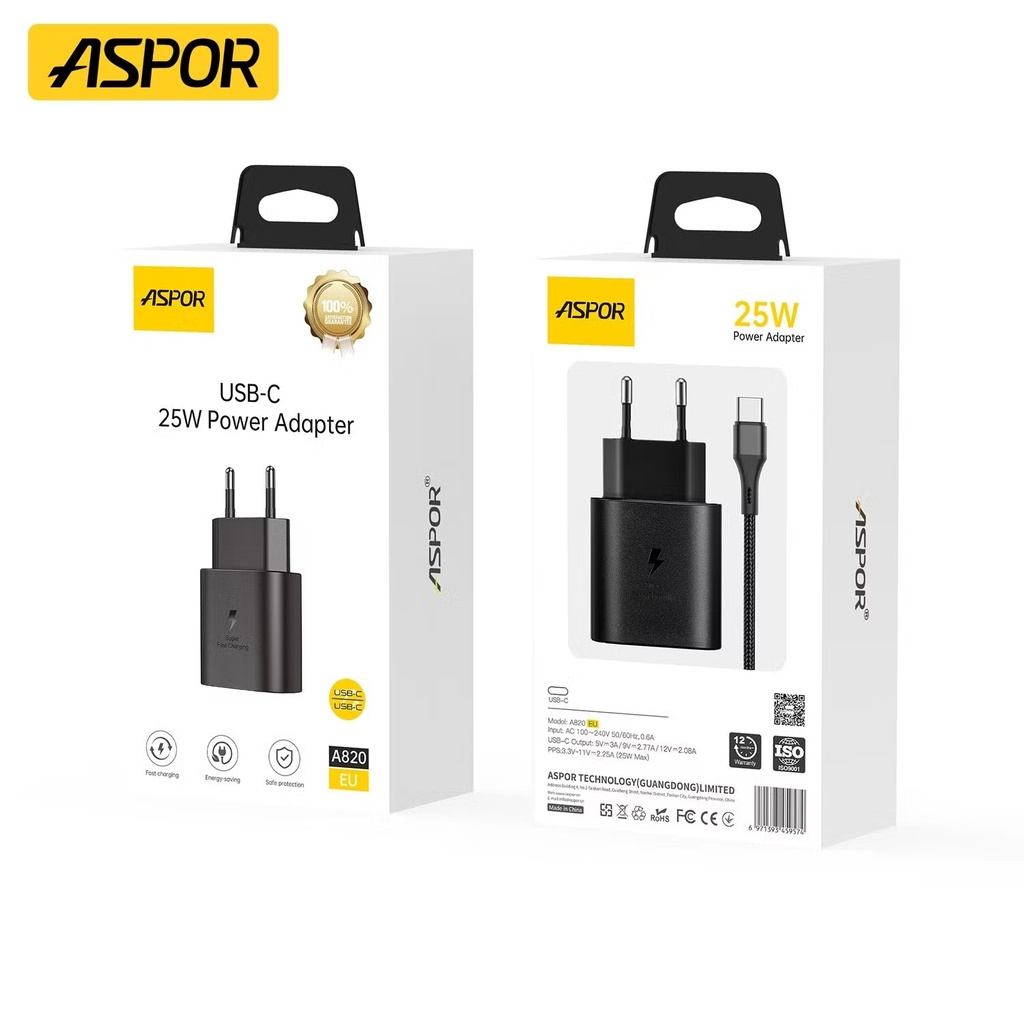 Aspor A820eu 25w Usb-c Fast Charging Power Adapter - 4