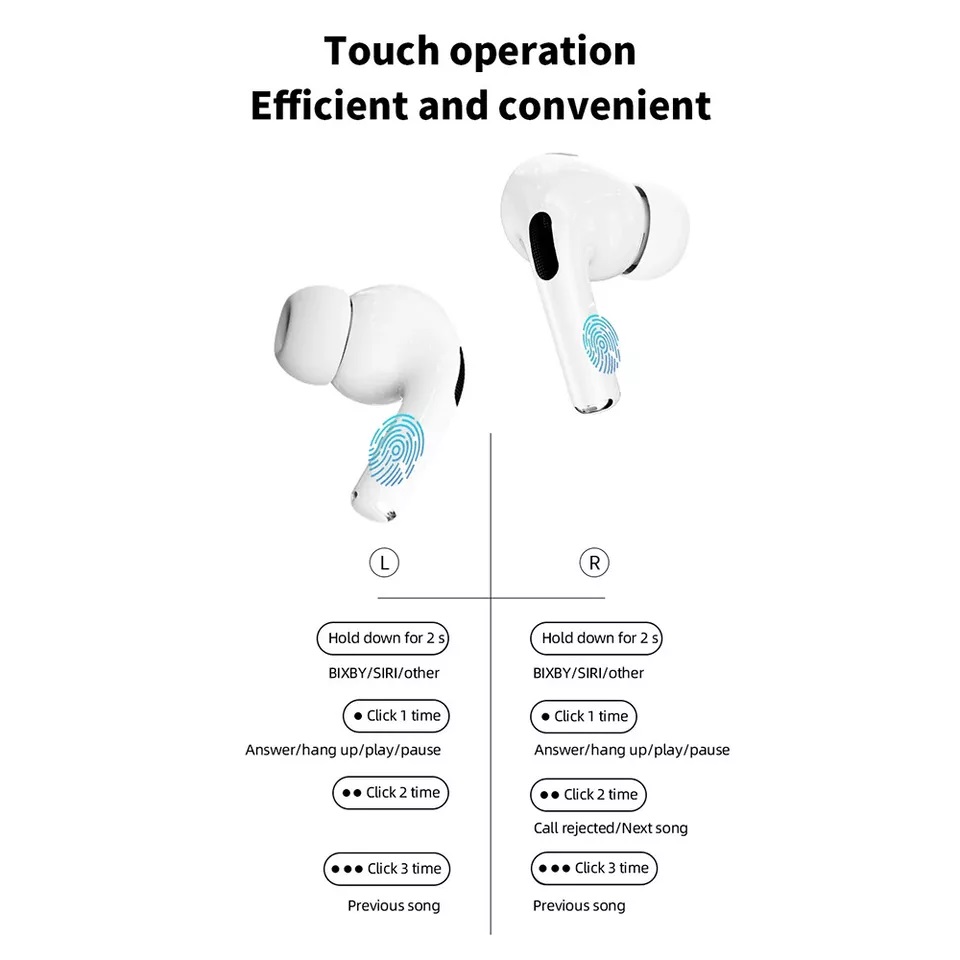 White New A9 Pro Apple Airpods Ancenc Zhongkelqnxun Noise Reduction Touch Control Bluetooth 5.4 Wireless Earbuds - 3
