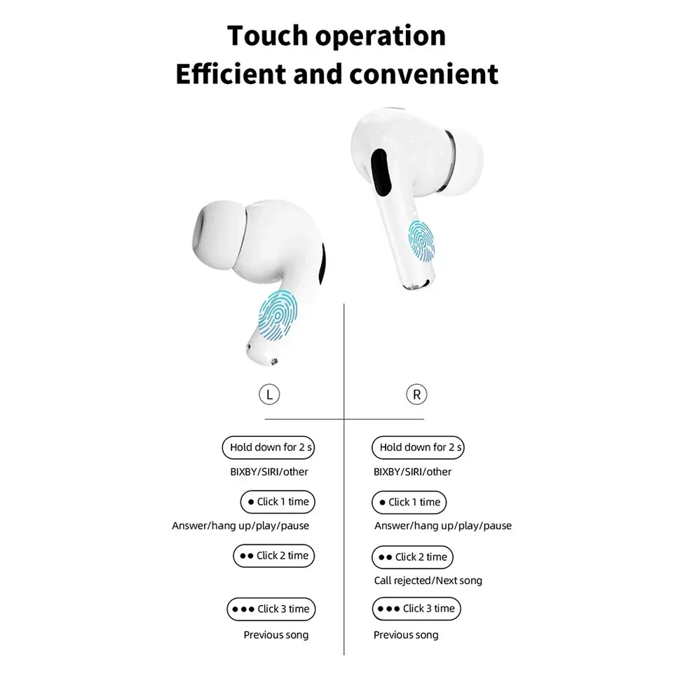 White New A9 Pro Apple Airpods Ancenc Zhongkelqnxun Noise Reduction Touch Control Bluetooth 5.4 Wireless Earbuds - 3