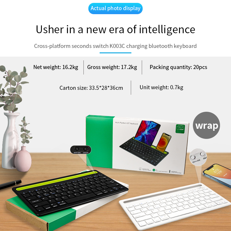 Wireless Bluetooth Keyboard With Phonetablet Holder Slot - 2