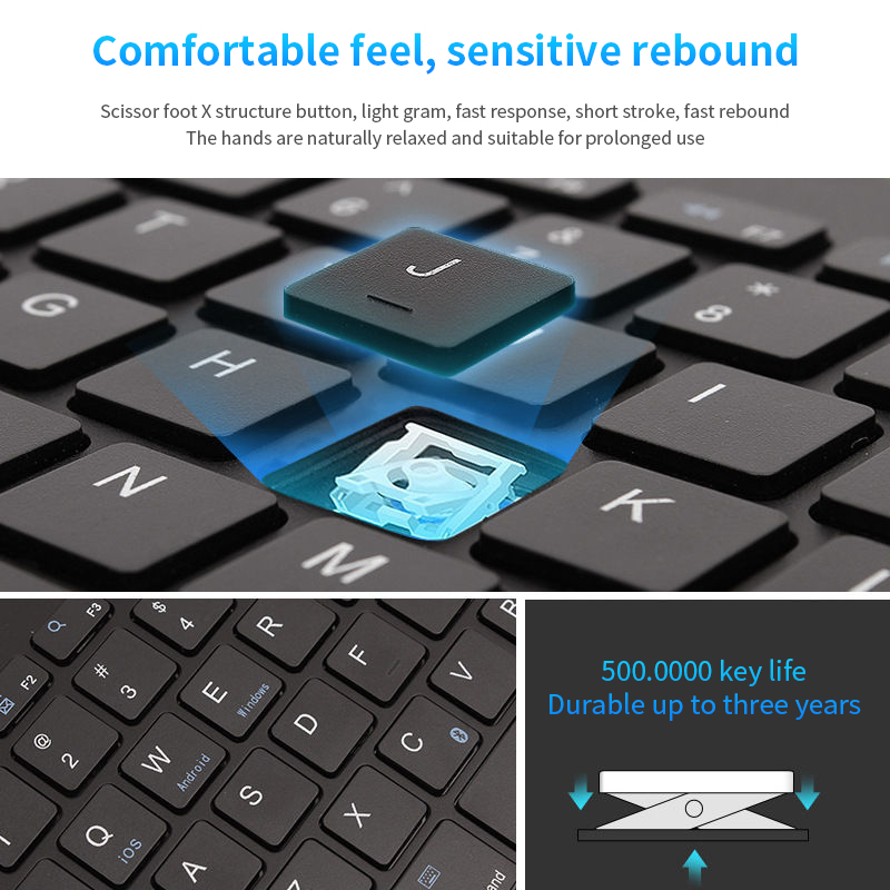 Wireless Bluetooth Keyboard With Phonetablet Holder Slot - 3