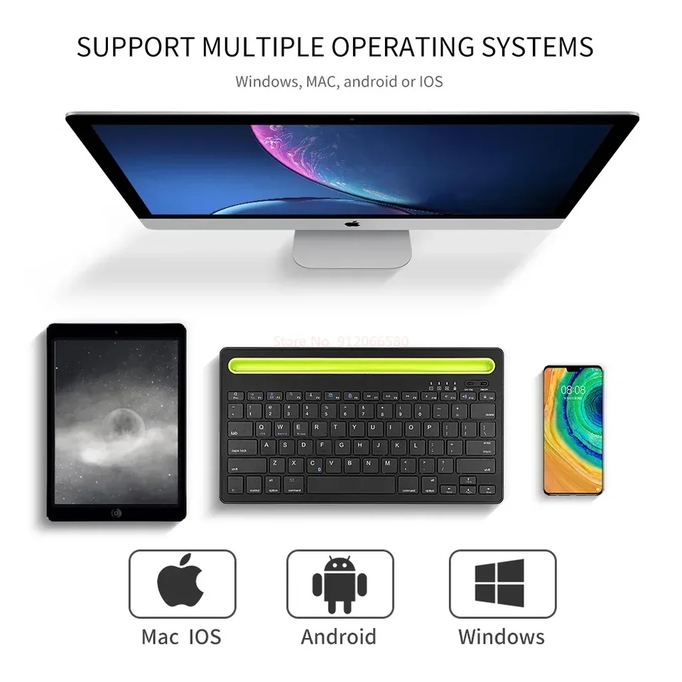 Wireless Bluetooth Keyboard With Phonetablet Holder Slot - 4