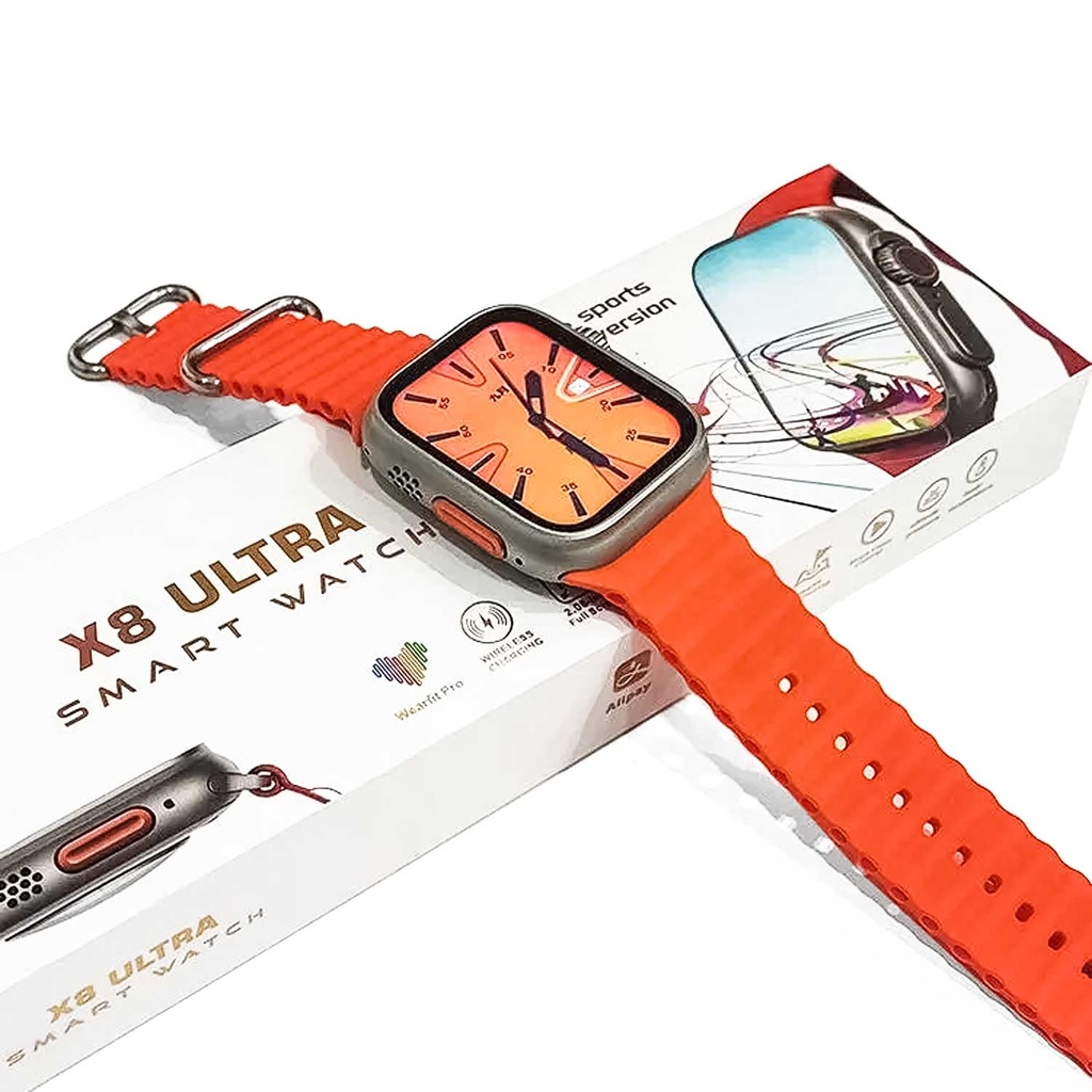 X8 Ultra Smartwatch 49mm With Bluetooth Calling With Wearfit Pro App Orange - 2