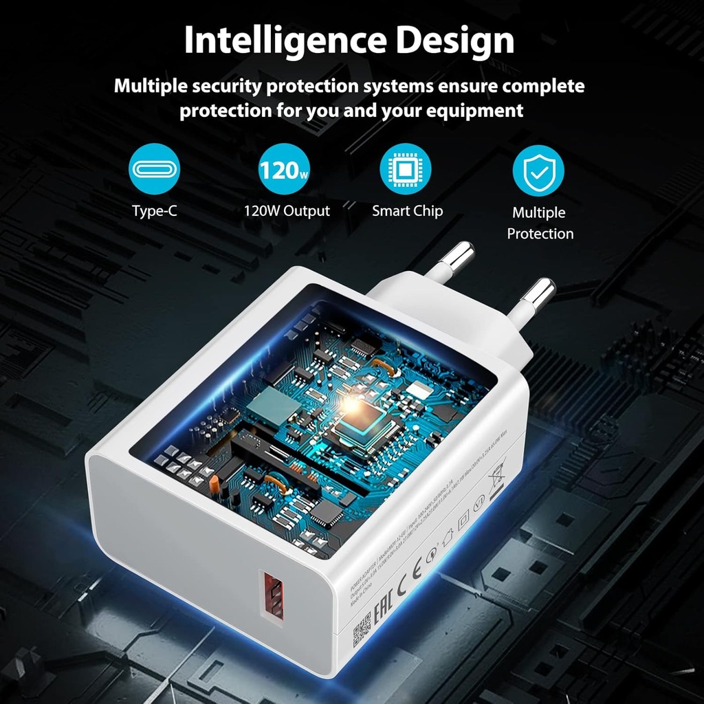 Xiaomi 120w Eu Plug Qc3.0 Fast Quick Turbo Charger With Cable - 2