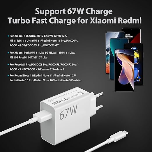 Xiaomi 67w Eu Plug Qc3.0 Fast Quick Wall Turbo Charger With Cable - 4