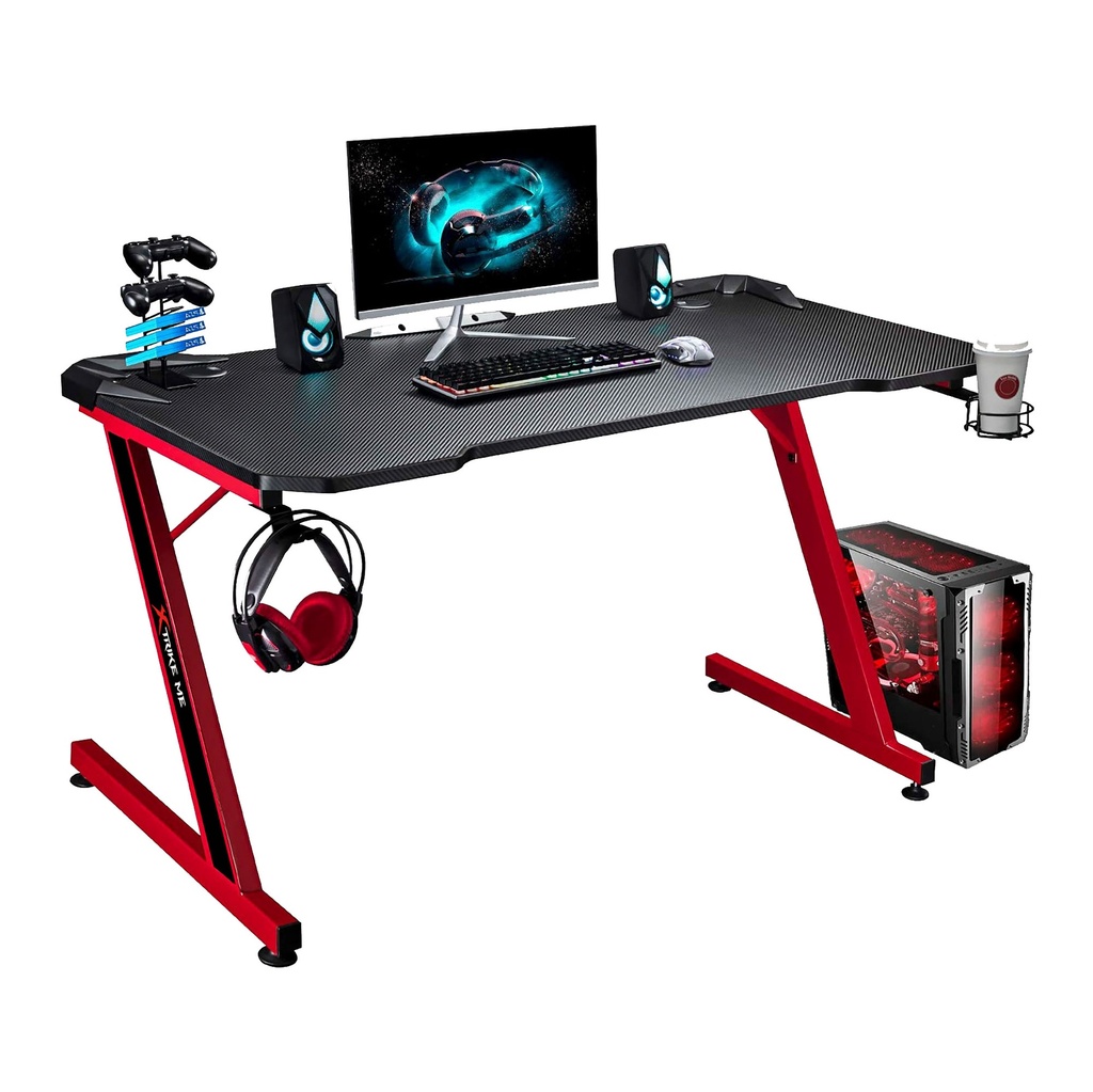 Xtrike Me Dk-02 Ergonomic Computer Desk With Headphone Hook And Cup Holder Z-shaped Legs Black - 2