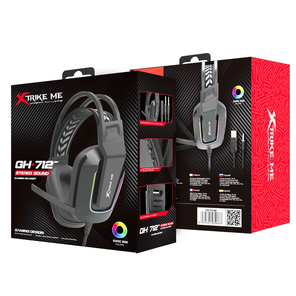 Xtrike Me Gh712 Rgb Gaming Headset With Noise Reduction Microphone Black - 4