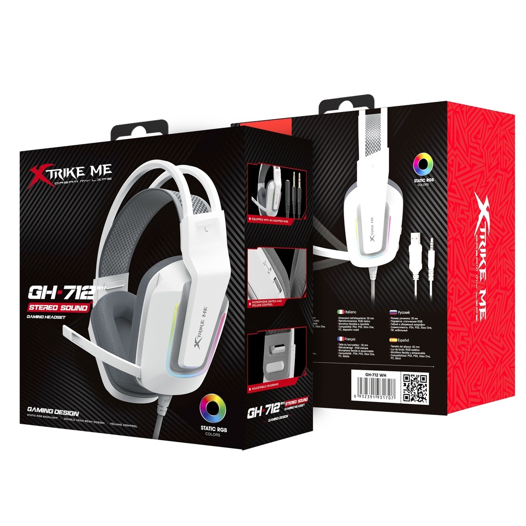 Xtrike Me Gh712 Rgb Gaming Headset With Noise Reduction Microphone White - 4