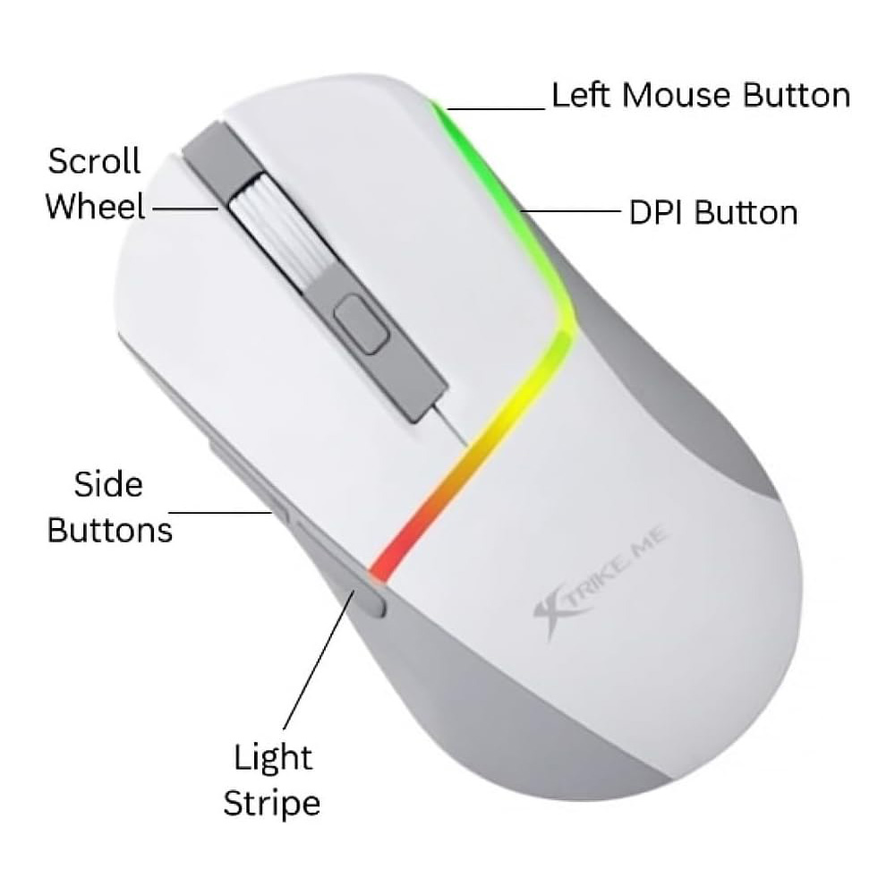 Xtrike Me Gm-322 Wired Gaming Mouse 7200 Dpi Rgb Backlight Ergonomic Design White - 2 (1)