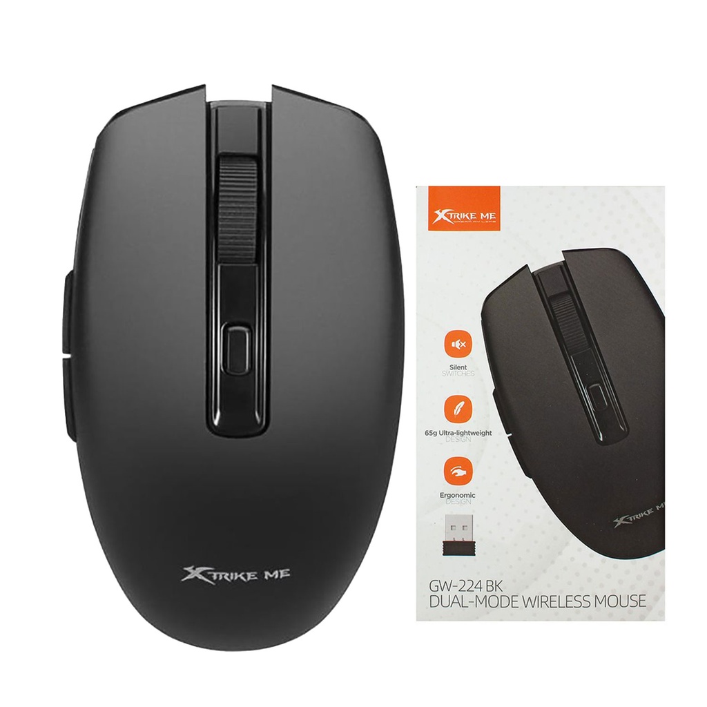Xtrike Me Gw-224 Bk Wireless Mouse 2.4g Bt 5.2 800-1200-1600dpi Black - 4 (1)