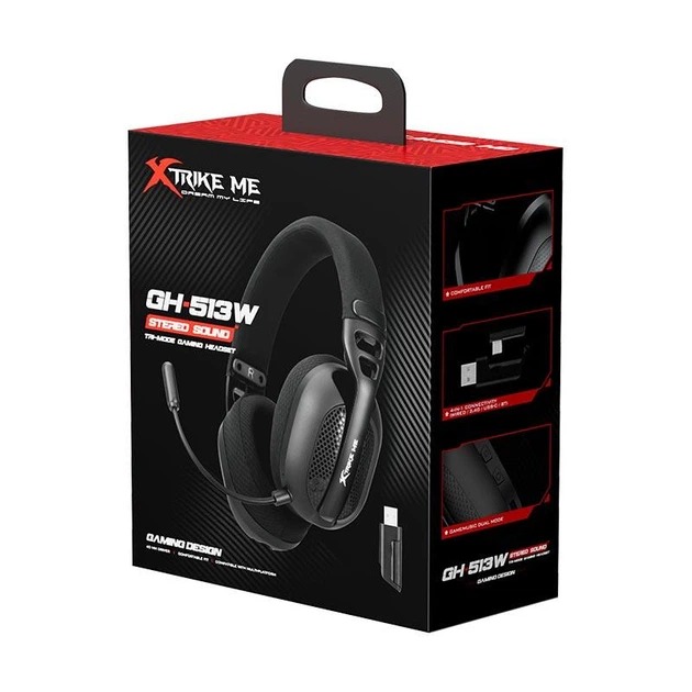 Xtrike-me Gh-513w Wh Tri-mode ( Bt 6.0, 2.4gh Wireless And Wired ) Gaming Headset - 4