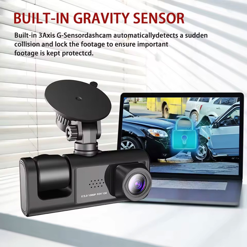 Y16 3 Channel Dash Cam Hd 1080p (170° Ultra-wide-angle A+ Lens) Front Rear Video - 2
